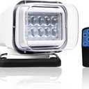 LuxBang Remote LED Search Lights for Trucks, Auto-Reset 360 Rotating Marine Spotlight for Boat, 6 Strong Magnets Built-in Go Spot Light for Truck (12V-24V White)
