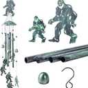Bigfoot Gifts for Men and Women, Metal Bigfoot Wind Chimes with 6 Chimes and 4 Aluminium Tubes, Sasquatch Gifts for Outside Home Lawn Porch Patio Garden Decor, Yard Decoration (Vintage Green)