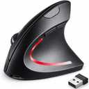Ergonomic Mouse, Bluetooth and 2.4G Dual Mode Rechargeable Wireless Vertical Mouse, 800/1200/1600 Adjustable DPI, Quiet Clicks,6 Buttons,2.4GHz USB-A Optical Mice for Laptop/MacBook/PC/Desktop-Black