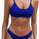 Fanuerg Women's Ribbed Bikini Sets Scoop Neck Cheeky Swimsuit Textured Two Piece Bathing Suit, Large 