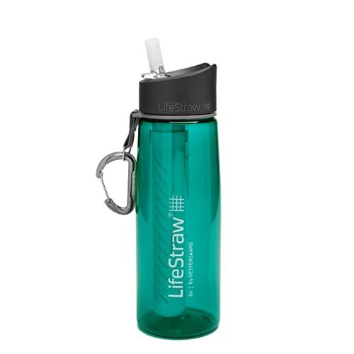 LifeStraw Go Water Filter Bottle with 2-Stage Integrated Filter Straw for Hiking, Backpacking, and Travel, Teal, 22