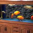VIP. LINE 3D Effect Black Stone Texture Aquarium Background Poster Fish Tank Backdrop Decorations PVC Background (72" x 30"/ 183 x 76cm)