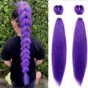 Long Purple Braiding Hair -24 Inch Synthetic Braiding Hair for Kids Stage Party Halloween Costume Cosplay (Purple, 24 Inch (Pack of 2)