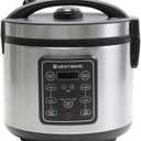 West Bend Rice & Grain Multi Cooker Programmable with 9 Preset Functions, Features Delay Start and Keep Warm Functions and Steam Basket, 20 Cups Cooked (10 cups uncooked), Stainless Steel