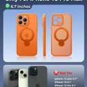 FNTCASE for iPhone 15 Pro-Max Case: [360 Spin Magnetic Stand] [Compatible with Magsafe] [Screen Protector] Translucent Matte Military Grade Shockproof Full Camera Protective Phone Cover - Orange