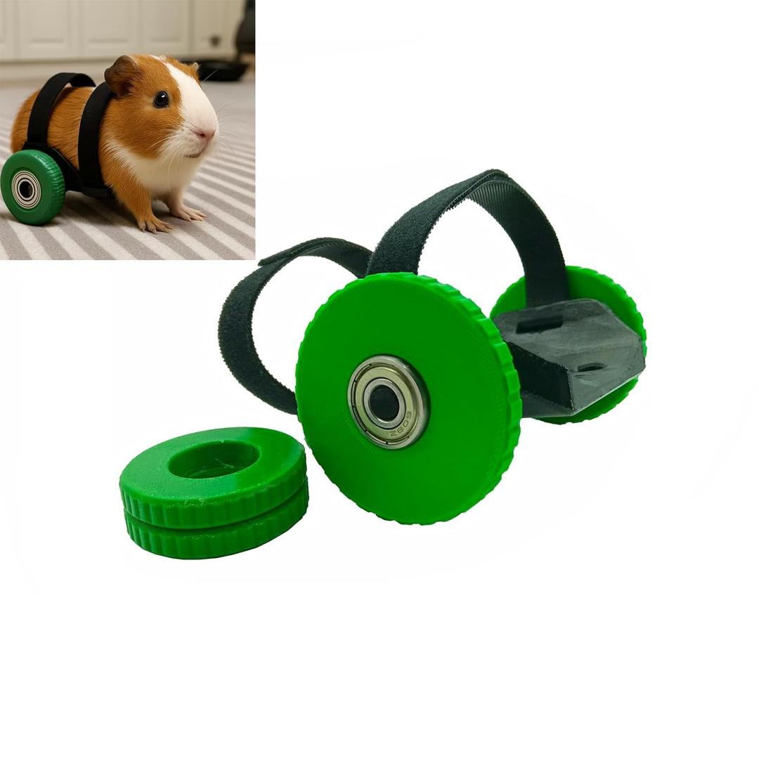 Small Pet Mobility Aid Wheelchair,Wheelchair for Back Legs Mobility Aid,Designed for Guinea Pigs & Similar Small Pets (2-4 lbs, up to 10" Long),Includes 2 Sets of Wheels (2.3 in / 1.77 in)