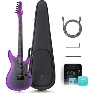 Enya Electric Guitar Inspire 39" Smart Electric Carbon Fiber Guitarra with 15W Wireless Speaker, 20 Distinct Tones, Onboard Presets, Charging Cable, Adjusting Wrench, and Gig Bag (Purple)