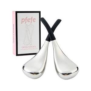 Pfefe Ice Globes Facial Skin Care Tools for Women Face Eyes, Stainless Steel Face Beauty Cryo Sticks for Girls Ladies, Cooling Spa Globes Cold Roller with Storage Case