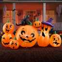 Joiedomi 6 FT Long Halloween Inflatable Outdoor Decorations, Pumpkin Blow Up Yard Decorations, 7 Pcs Inflatable Pumpkin for Outside with Witch's Cat with Build-in LEDs for Halloween Decor