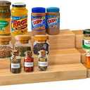 Spice Rack Kitchen Cabinet Organizer- 3 Tier Bamboo Expandable Display Shelf Yellow
