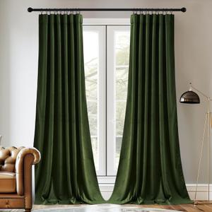 StangH Velvet Curtains 84 inches 2 Panels Green Blackout Curtains for Bedroom Living Room Thermal Insulated Privacy Drapes Back Tab, Moss Green, W52 x L84 inches, 2 Panels (52"W x 84"L (Pack of 2))