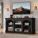 YITAHOME Farmhouse TV Stand for 65 Inch TV, Entertainment Center with Adjustable Shelf, Large TV Console Table for Living Room (Black)