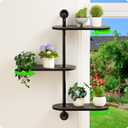 Rotating Window Plant Shelves 3-Tier, Wooden Window Shelf for Plants, Sill Space-Saving Corner Hanging Wall Stand for Multiple Plants, Indoor Home Decor, Black