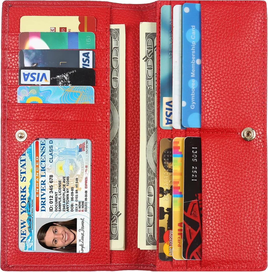 Lavemi Ultra Slim Thin Leather Women Wallet RFID Blocking Credit Card Holder Bifold Long Ladies Billfold