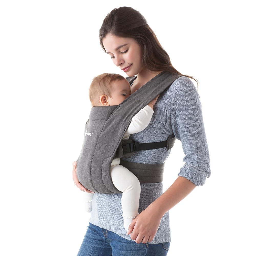Ergobaby Embrace Baby Carrier Newborn to Toddler - Breathable Baby Carriers for Summer - Cozy Essentials (7-25 Pounds), Ponte Knit, Heather Grey