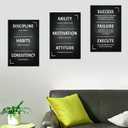 3 Panel Print Canvas Wall Art Motivational Office Wall Decor Discipline Habits Consistency Quotes Picture Posters Artwork for Modern Living Room Workplace Stretched and Framed [48''W x 24''H]