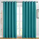 NICETOWN Blackout Peacock Teal Curtains for Sliding Glass Door - Thermal Insulated Room Darkening Big Window Treatments Sound Reducing Grommet for Bedroom/Room Divider (2 Panels, W66 x L84)
