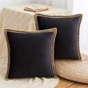 AQOTHES Set of 2 Velvet Decorative Throw Pillow Covers 18x18 Inch, Farmhouse Black Throw Pillows for Couch Sofa Bed Home Living Room Decor