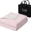 ZonLi Weighted Blanket for Adults(48"x72",12lbs, Pink/Light Grey) Twin Size High Breathability Cooling Heavy Blanket, Soft Material with Premium Glass Beads,All-Season.