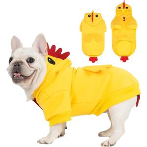 Dog Chicken Costume Cosplay for Small Medium Large Dogs, Dog Halloween Costume Hoodie, Soft Sweater Sweatshirt, Funny Pet Hoodie Clothes Outfits for Puppy Cats Boys & Girls Large