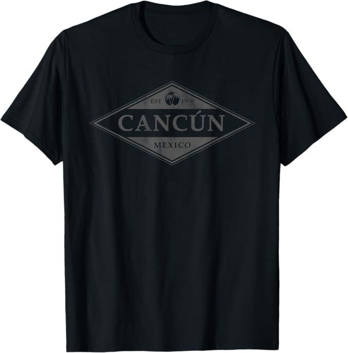 Cancun Mexico Souvenir Retro Beach Vintage Womens Mens T-Shirt, Size 2XL, Men, Black