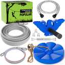 X XBEN Zip line Kits for Backyard, Zip Lines for Kid and Adult, Included Swing Seat, Ziplines Brake, and Steel Trolley, Outdoor Playground Equipment (65FT)