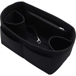 LEXSION Felt Purse Organizer Insert Zipper Pocket with Two Removeable Bottle Holder (Black)