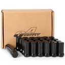 GAsupply 14x2 Lug Nuts Black, M14x2 Closed End Acorn Tuner Lug Nuts for Aftermarket Wheels, 2 Inch 50mm Tall, 24 Pack +1 Spline Lug Nut Key