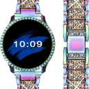 Mosonio Compatible with Samsung Galaxy Watch FE 2024 40mm/Galaxy Watch 5 Band 40mm 44mm/ Galaxy Watch 4 Band 40mm 44mm with Protective Cover Case, 20mm Bling Metal Galaxy Watch Band for Women (Silver, Black, Rose Pink, Rose Gold, Colorful, Starlight)