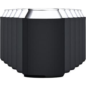TahoeBay Blank Beer Can Cooler Sleeves Bulk Sublimation Blanks for Vinyl Plain Collapsible Foam Can Sleeves Coolers for Soda Cans and Bottles Custom Drink Holder Assorted Solid Color (Black)