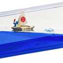 Honsheng Unsinkable Ship Boat in a Bottle BoxNon Sinking Anime Toy Boat Merch Acrylic Ship Fluid Drift Bottle Decorations Desk Ornament Decor for Fans Boys Girls Gifts (Yellow)