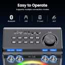 Karaoke Machine with 2 Wireless Microphones, Portable Bluetooth Speaker for Adults Kids with Bass Treble Echo PA System with Remote,LED Light, Supports TF Card,USB,AUX in,TWS,FM,REC for Party (Gray)