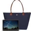 GM LIKKIE Women's Foldable Nylon Tote Bag, Lightweight Shoulder Purse with Top Handle, Spacious Hobo Bag for Work and Travel, Navy Blue