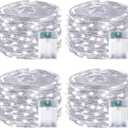 4-Pack Fairy Lights Battery Operated with Timer, Waterproof 16FT 50 LED String Lights Indoor Outdoor, Cuttable Starry Fairy Lights for Christmas Home Bedroom Wedding DIY Centerpiece Decor (Cool White)