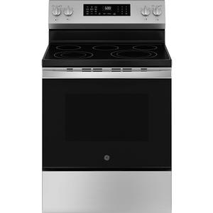 GE GRF600AVSS 30 in. 5 Burner Element Smart Free-Standing Electric Range in Stainless w/EasyWash Oven Tray & No-Preheat Air Fry