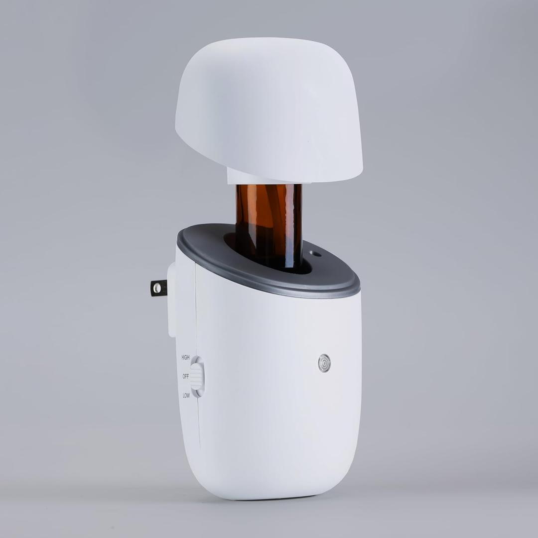 Waterless Diffuser - Plug in Waterless Essential Oil Diffuser with Timer & Light - 2025 Upgrade Version 10ml Smart Aromatherapy Plug in Wall Small Diffuser for Home, Offices and Hotel (Pearl)