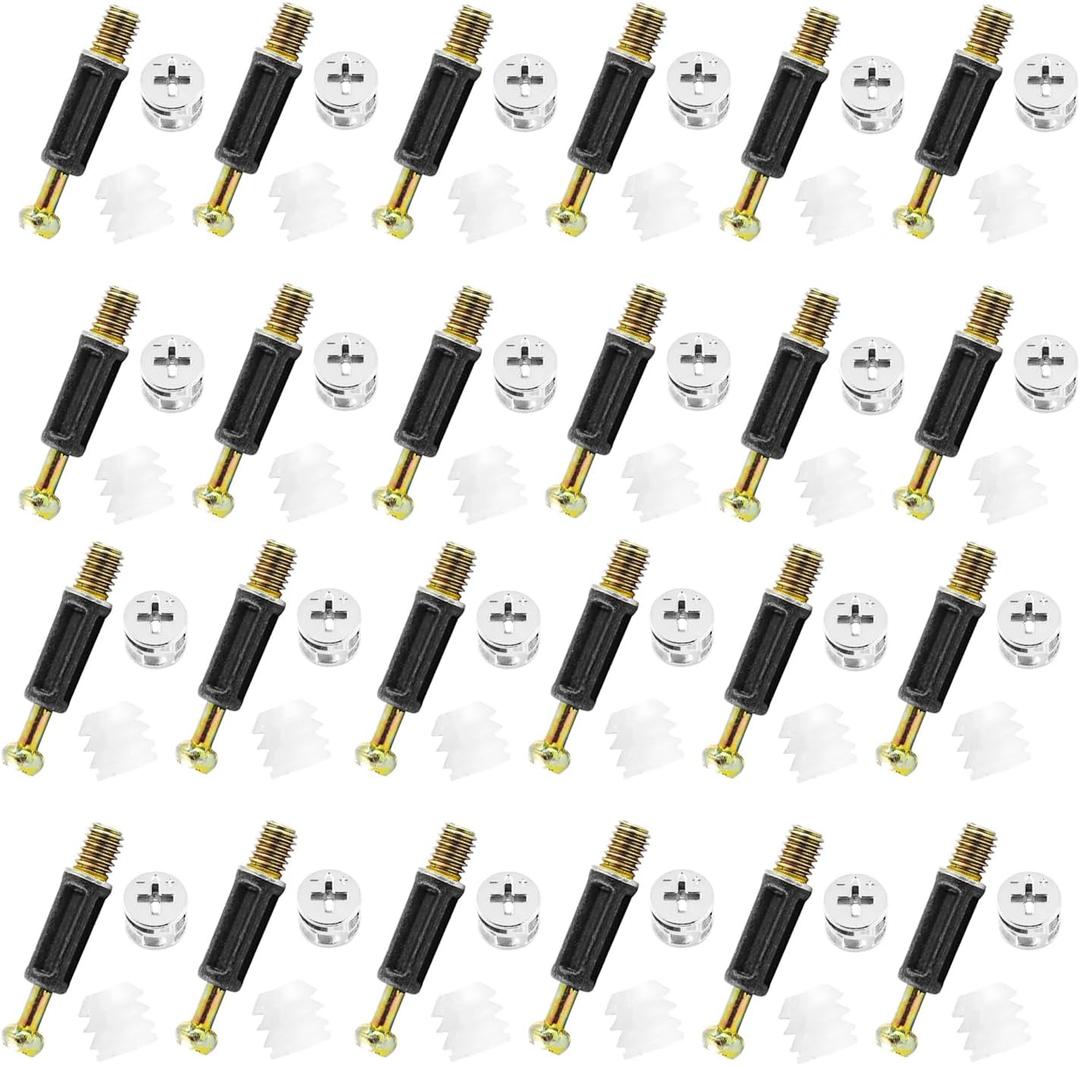 24PCS 35mm Black Furniture Cam Lock Screws Wardrobe Eccentric Wheel Removal Fastener Connector for Panel Furniture Dressers Drawer Panel Connection