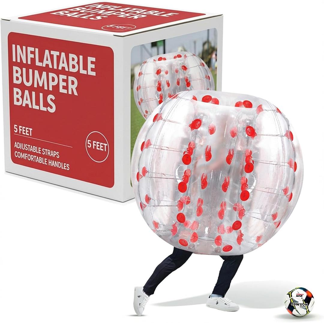 Houseables Human Hamster Ball, Zorb Ball, Bubble Soccer, Human Bubble, Inflatable Body Bumpers, for Adults and Kids, Sumo Bouncer, Whole Body Inside, Giant, Suit, Adult Sized, Knocker, Clear, 5FT, 1PK