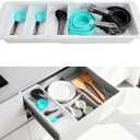 Expandable Measuring Cup Organizer & Measuring Spoon Organizer for Deep Drawers, 11.4''18.1'' Adjustable Kitchen Drawer Organizer with 3 Dividers, Space-Saving Flatware Bin for Home & Kitchen
