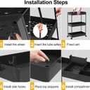 SPACELEAD 3 Tier Rolling Cart with Wheels, Storage Craft Art Trolley Organizer Serving, 3 Hanging Baskets Easy Assembly, for Office, BathroomLiving Room, Kitchen, Black