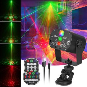 DJ Laser Party Lights, RGB LED Disco Light, Sound Activated Projector Strobe Light with Remote Control for Christmas Halloween Decorations Karaoke Birthday Dance Wedding Stage Show (Corded Electric*1, Black)