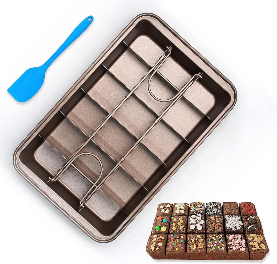 Brownie Pan with DividersNonstick Carbon Steel Baking Loaf Pan Baking Pan Baking Pan18 Pre-Cut Square Molds for Brownie Bite, Cake, Fudges and Chocolate