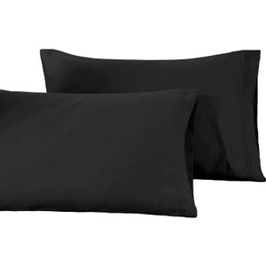 Superior 100% Egyptian Cotton 1500 Thread Count Oversized King Pillowcase Set Solid, Black