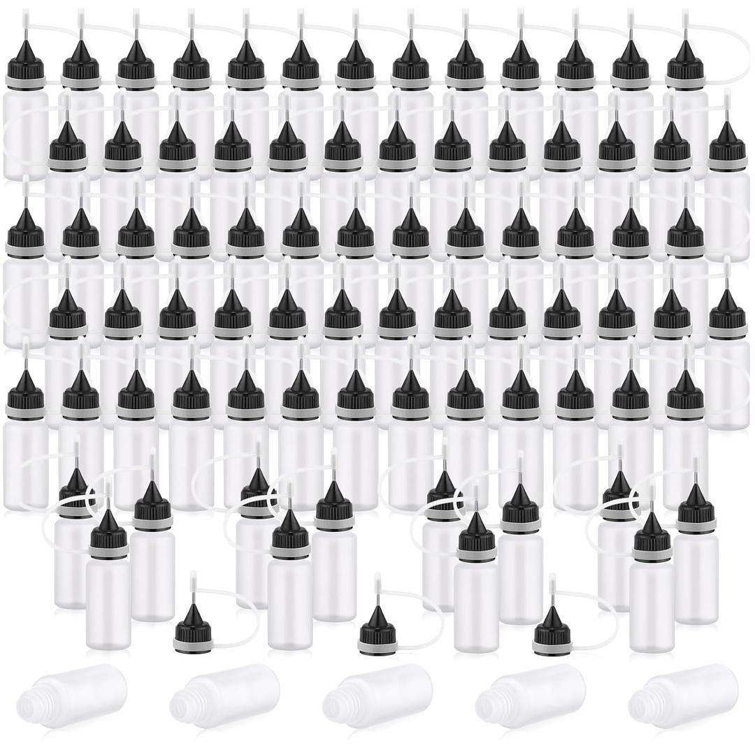 Zhehao 100 Pcs 10 ML Narrow Tip Applicator Bottle Mini Needle Tip Glue Bottle Applicator Precision Translucent Glue for Alcohol Ink DIY Quilling Acrylic Painting (Black)