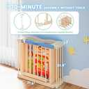 Foldable Wooden Playpen, 55 x 55 x 24 inches, Animal Bus, Colorful