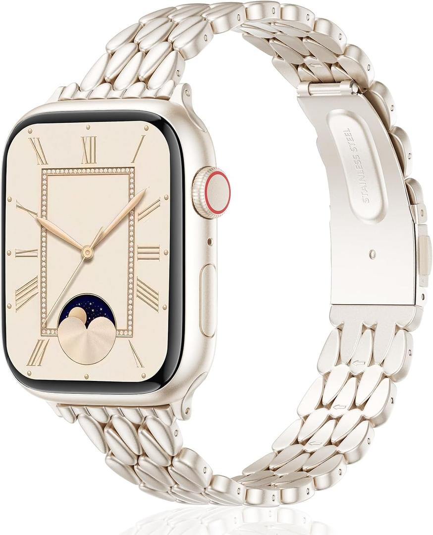 2 x VISOOM Gold Iwatch Bands Compatible With Apple Watch Bands 38/40/41/42/44/45/46mm Women - Thin Metal Dressy Luxury Cute Designer Apple Watch Series 11 10 Se 9 8 7 6 5 4 3 2 1 Bracelet Bands for Women