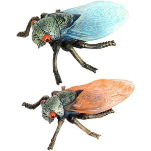 ibasenice 2pcs Realistic Cicada Insect Model Toys for Kids, Lifelike Simulation Cicadas Figures for Insect Theme Party, Home Decoration, Educational Play, 3.34 * 2.75 * 1.18inch