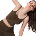 Women's Sweetheart V Neck Tank Top Adjustable Straps Workout Yoga Tops Going Out Basic Casual Crop Cami Shirts (Brown)