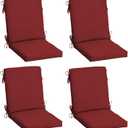 Arden 4-Pack Outdoor Patio Dining Chair Cushion, 20x44, Rain-Proof Seat Pad, Fade-Resistant Outdoor Cushion Ruby Red Leala