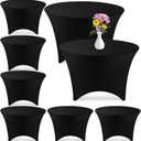 Preboun 8 Pack 72 Inch/ 6 FT Spandex Round Tablecloth Fitted Stretch Tablecloth Elastic Table Cover for Wedding Party Restaurant Banquet Cocktail and Halloween(Black)